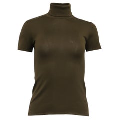 Maglia a collo alto Ralph Lauren Purple Label in seta verde oliva