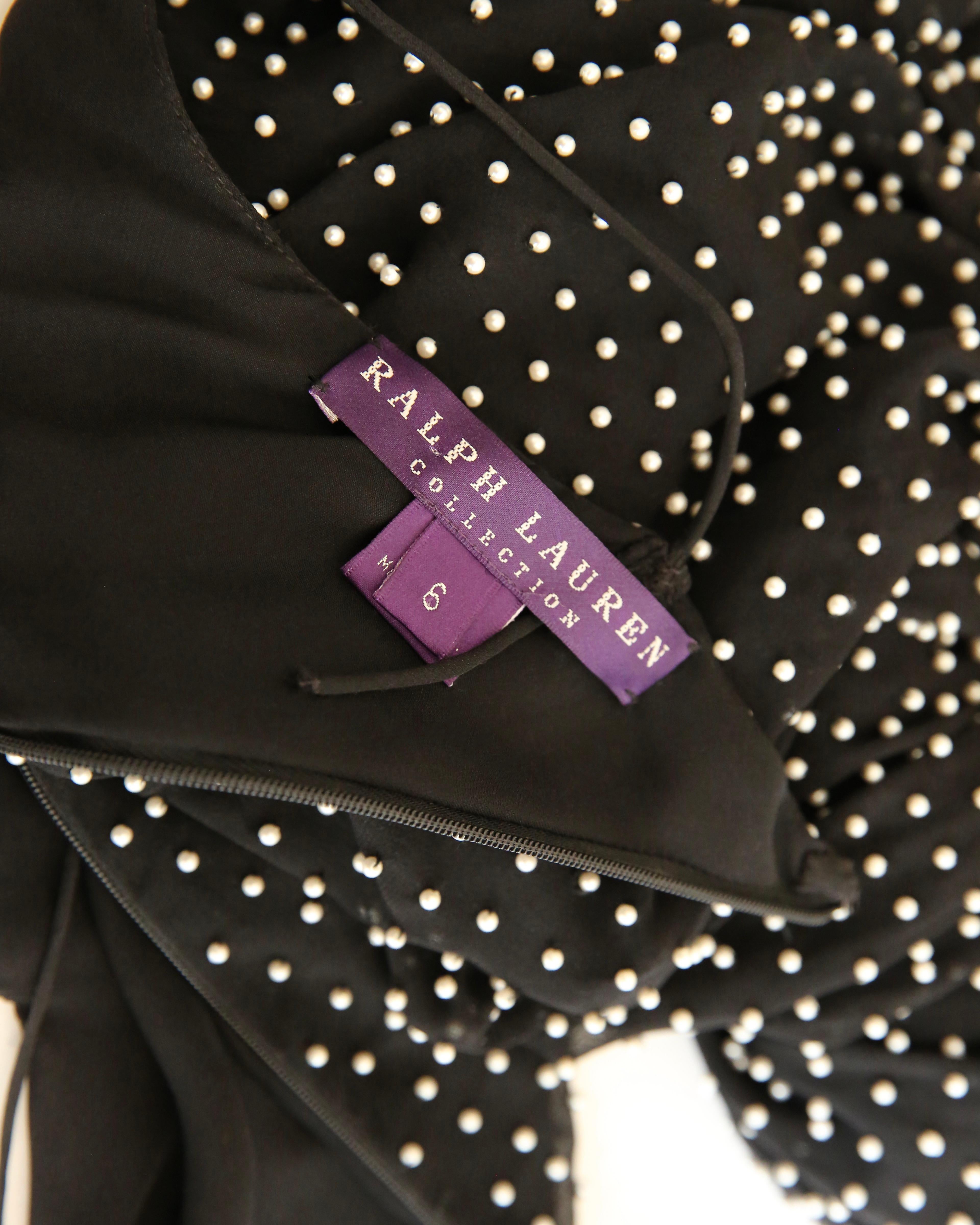 Ralph Lauren purple label vintage black pearl embellished backless gown dress  For Sale 16