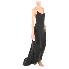 Ralph Lauren purple label vintage black pearl embellished backless gown dress 