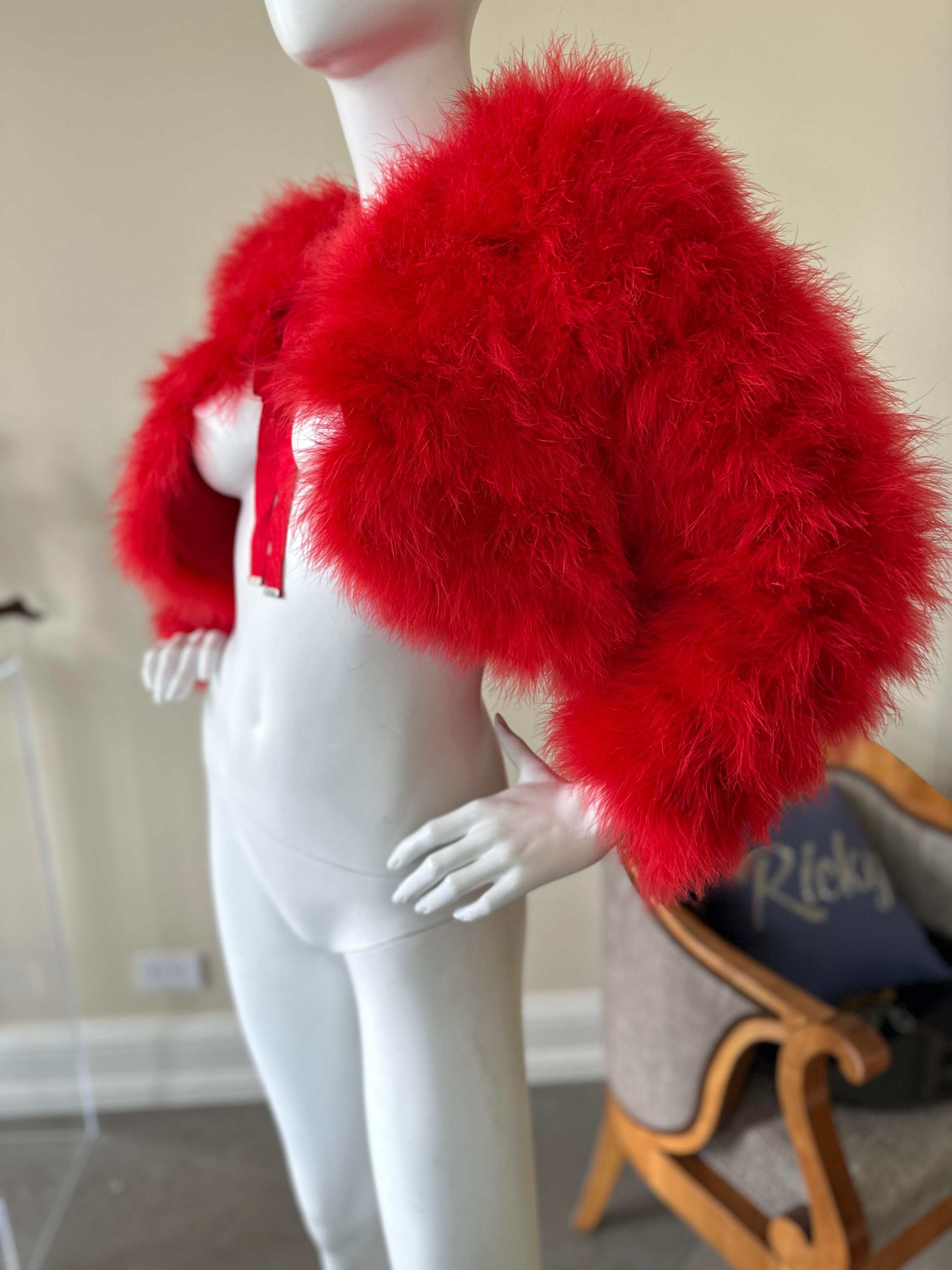Ralph Lauren Purple Label Vintage Marabou Feather Shrug In New Condition For Sale In Cloverdale, CA