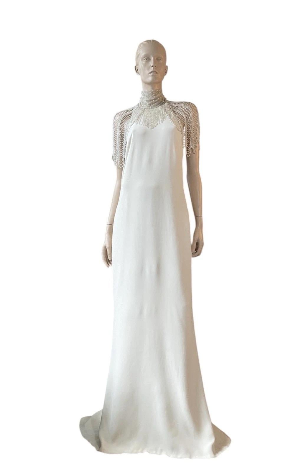 Women's Ralph Lauren Purple Label White Beaded Wedding Gown, Spring 2012 Runway – NWT For Sale