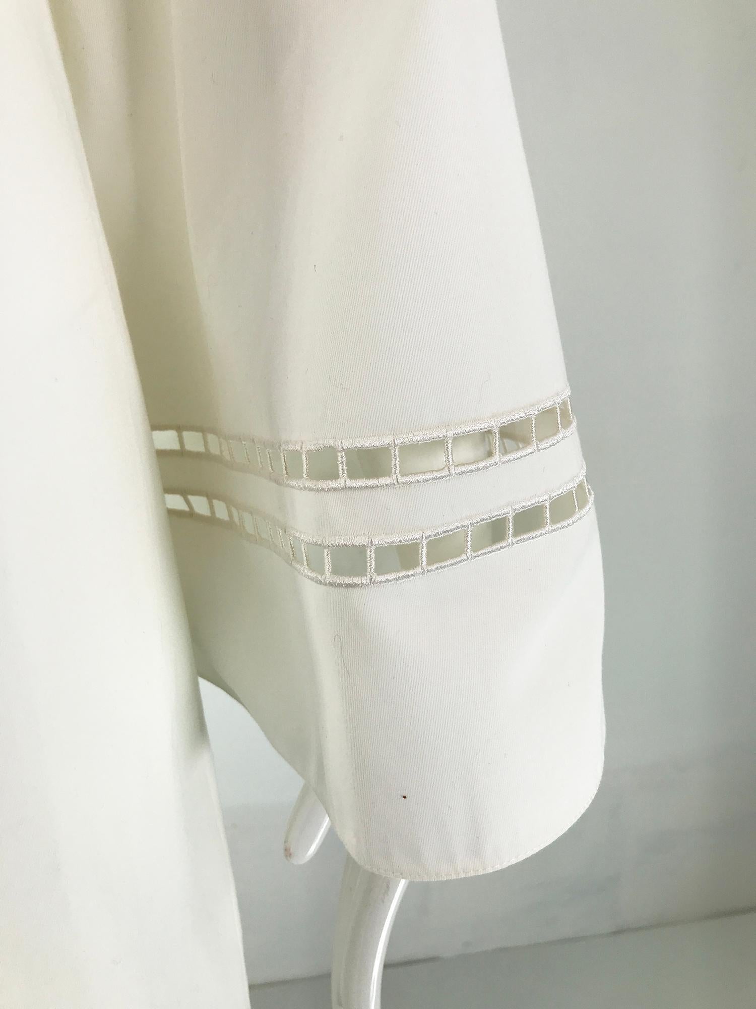 Ralph Lauren Purple Label Weißes Baumwollkleid mit Glockenärmeln und offenen Ärmeln in A-Linie Damen im Angebot