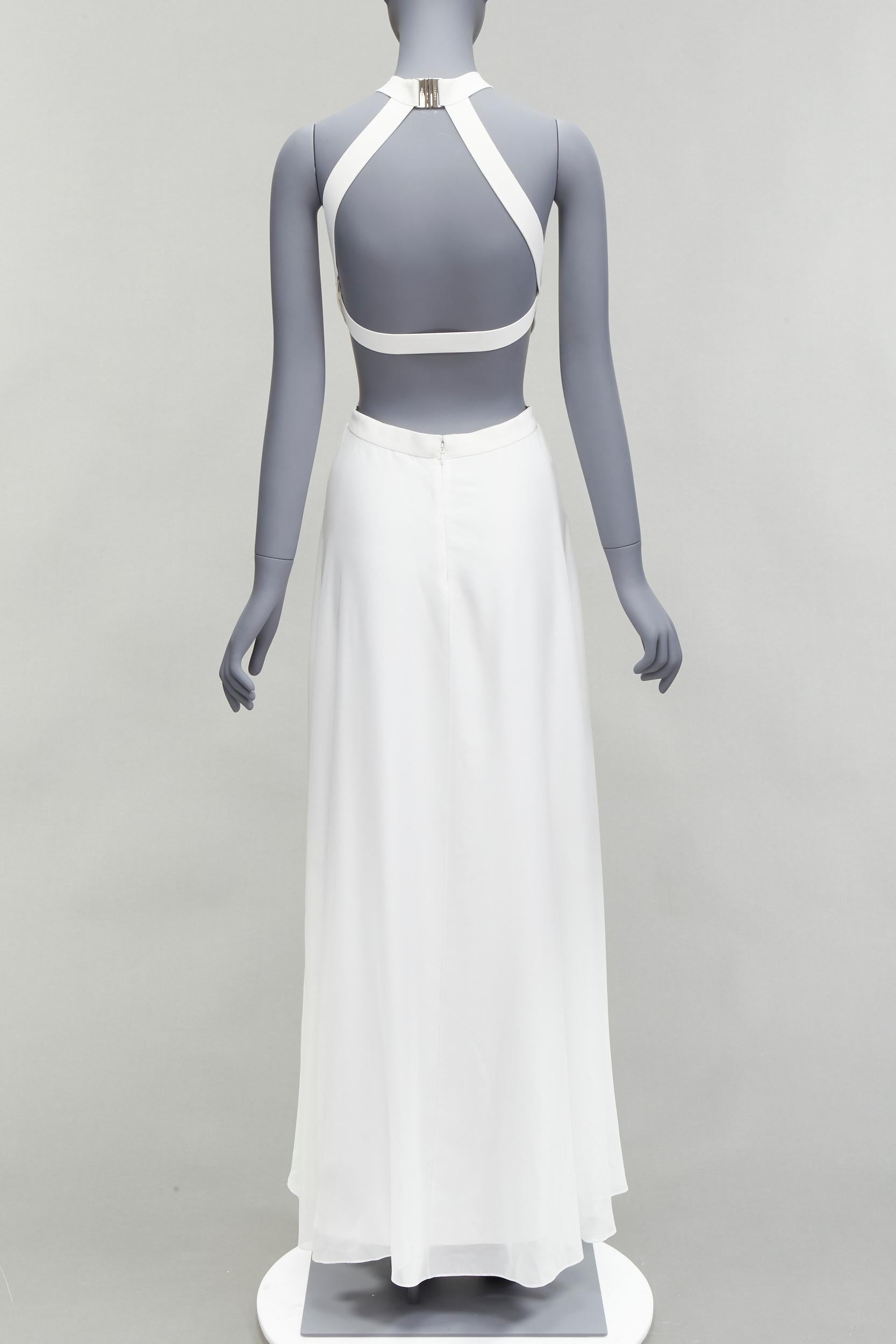 RALPH LAUREN PURPLE LABEL white halter backless pleated skirt dress US2 S In Excellent Condition In Hong Kong, NT