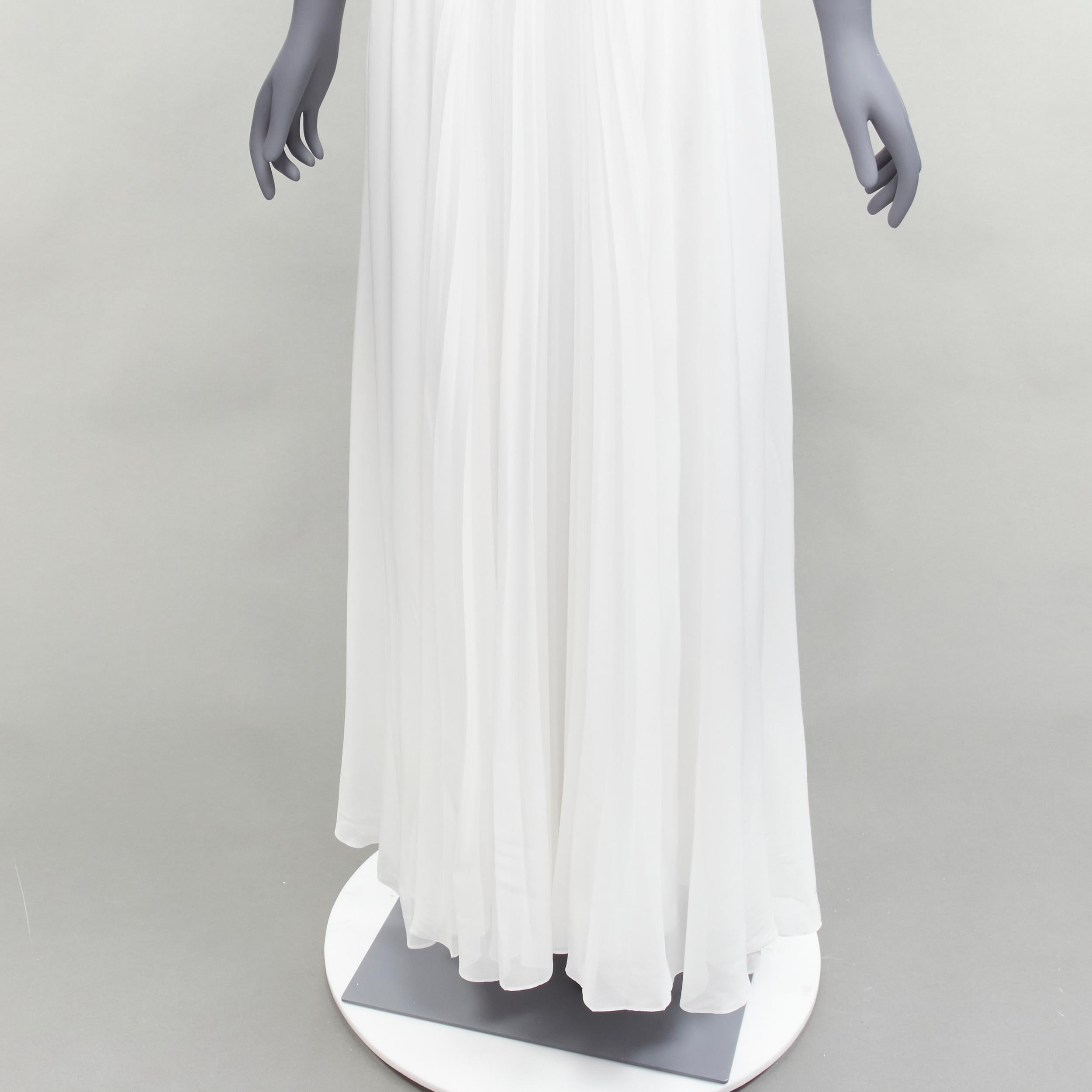 RALPH LAUREN PURPLE LABEL white halter backless pleated skirt dress US2 S 2