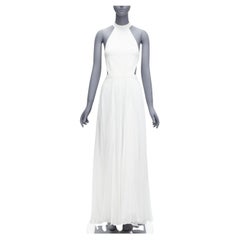 RALPH LAUREN PURPLE LABEL white halter backless pleated skirt dress US2 S