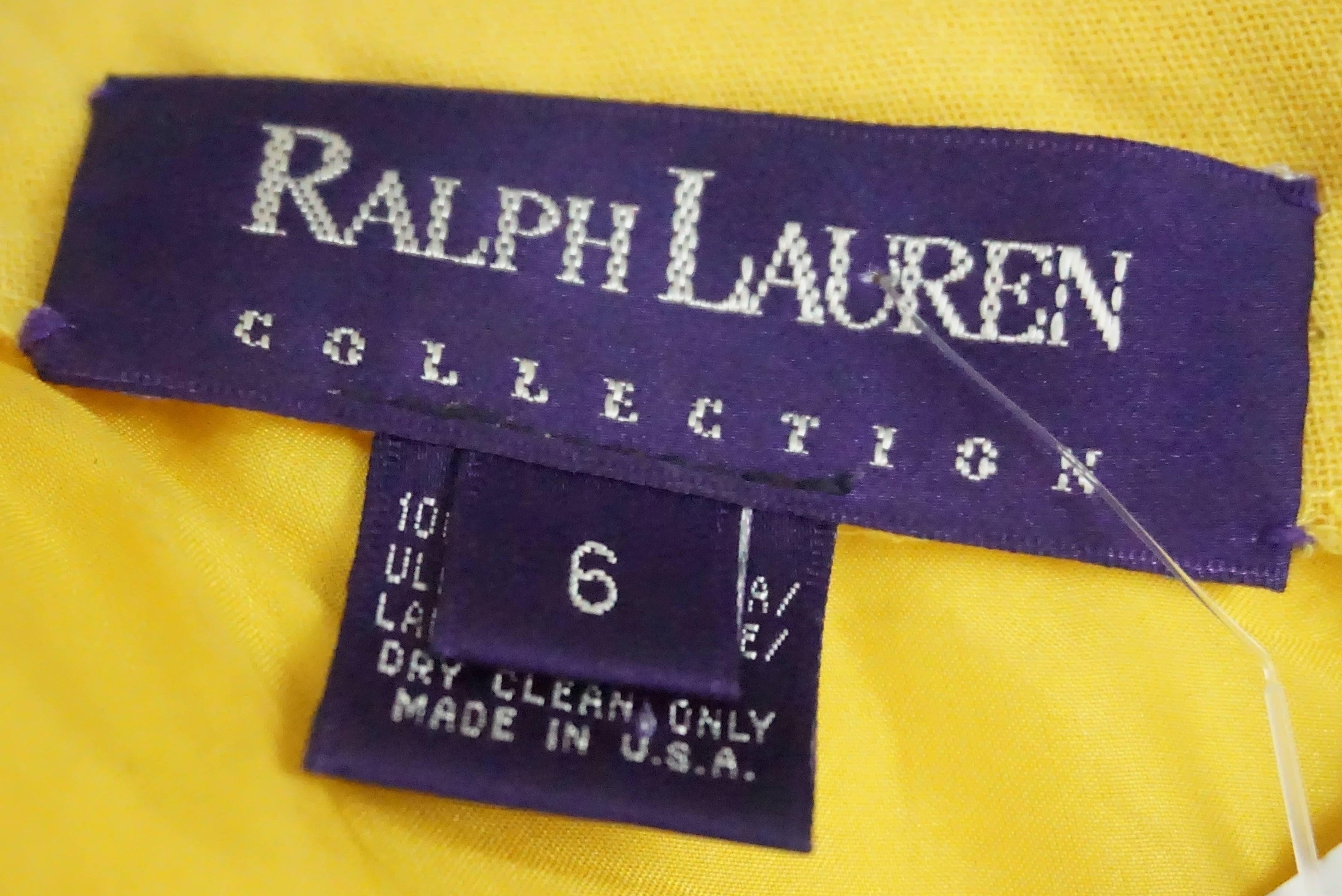 Ralph Lauren Purple Label Yellow Wool Sleeveless Dress - 6 In Excellent Condition In West Palm Beach, FL