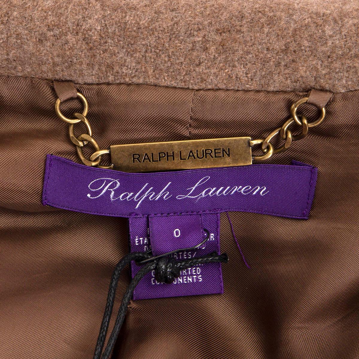 RALPH LAUREN PURPLE LABLE brown cashmere CLASSIC Coat Jacket 0 XS 2