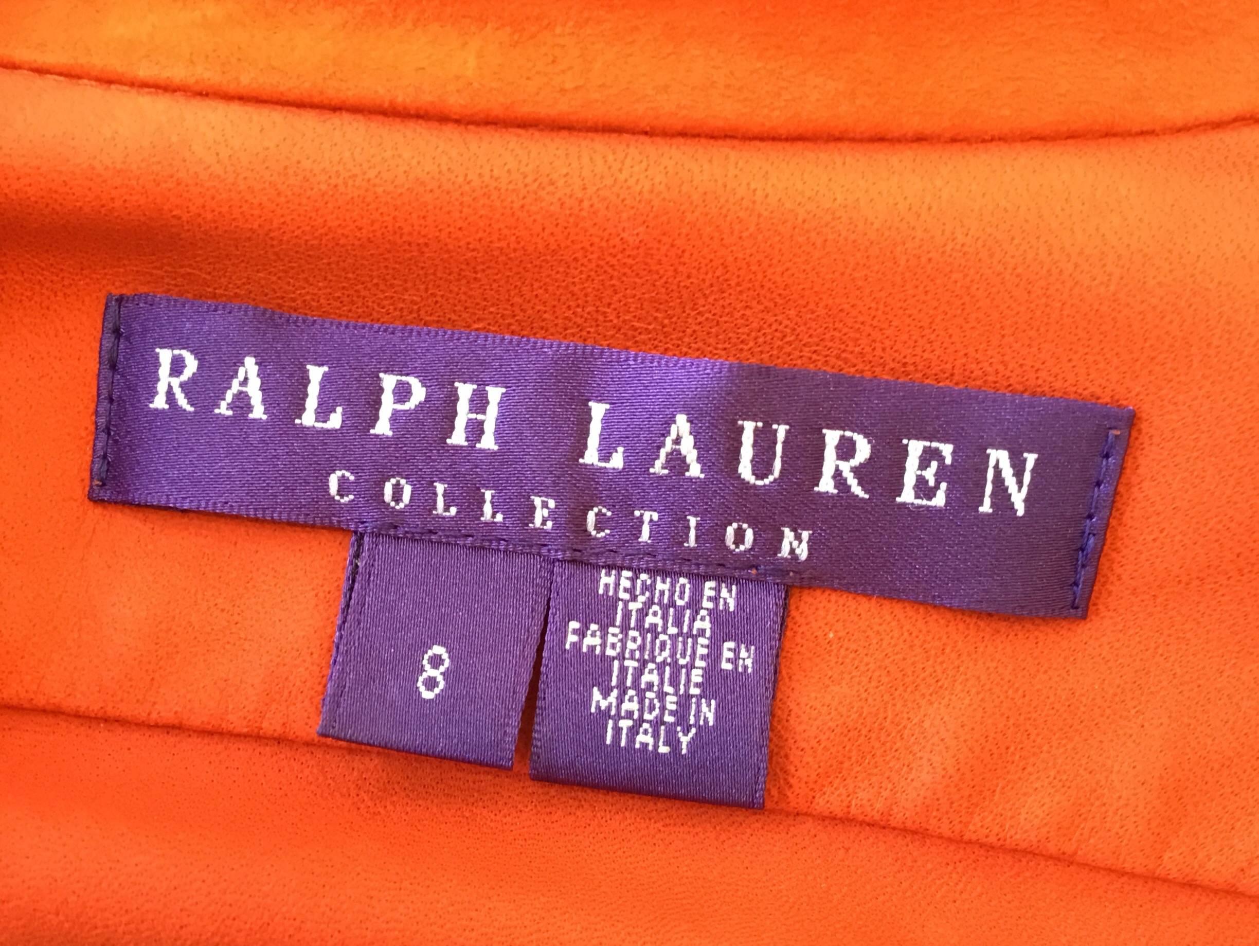 Ralph Lauren Purple Label Orange Goat Suede Top In Excellent Condition In Carmel, CA