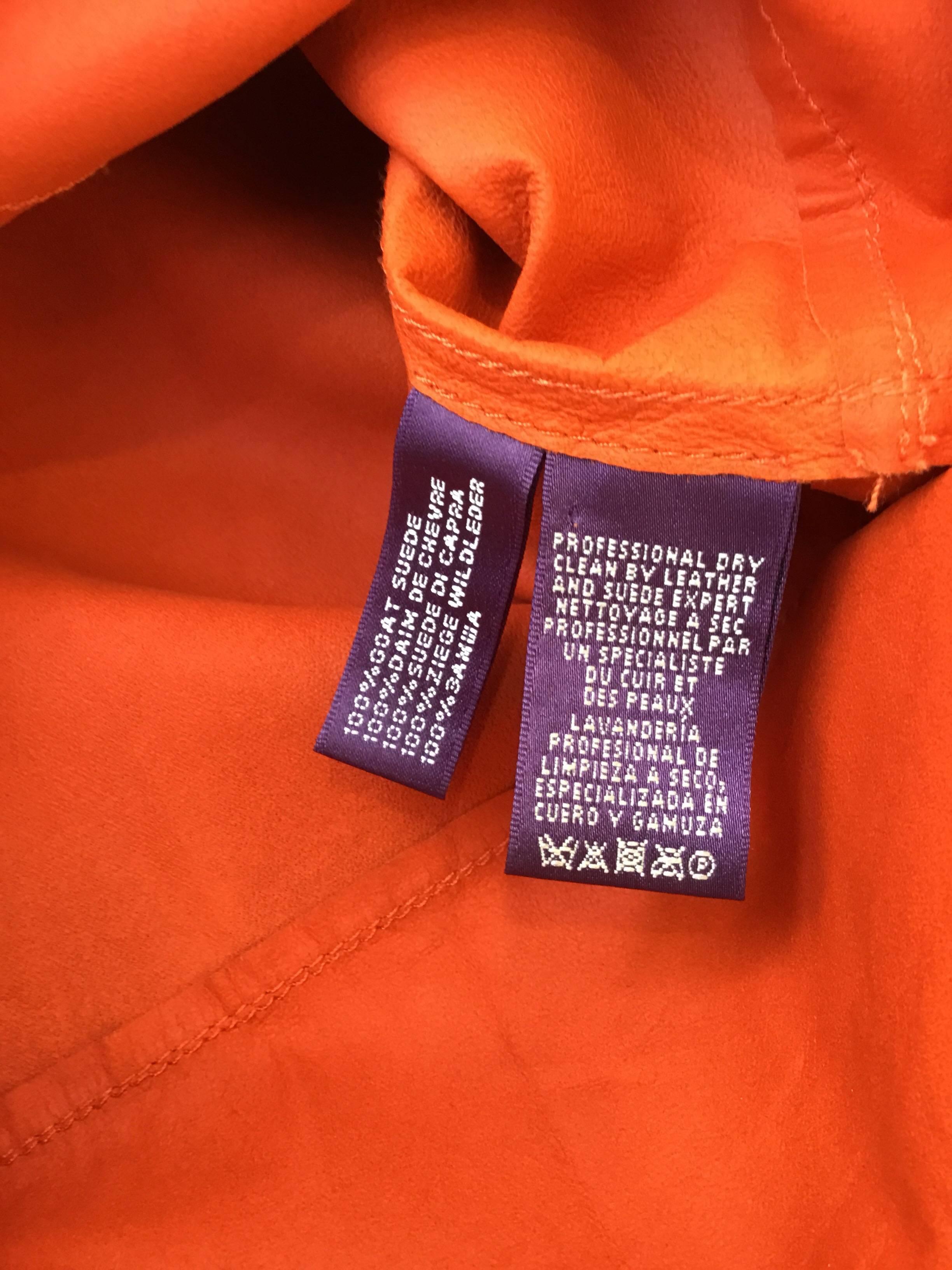 Women's Ralph Lauren Purple Label Orange Goat Suede Top