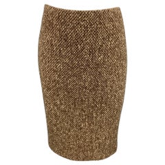 RALPH LAUREN Purple Lable Size 4 Brown Tweed Wool / Cashmere A-Line Skirt