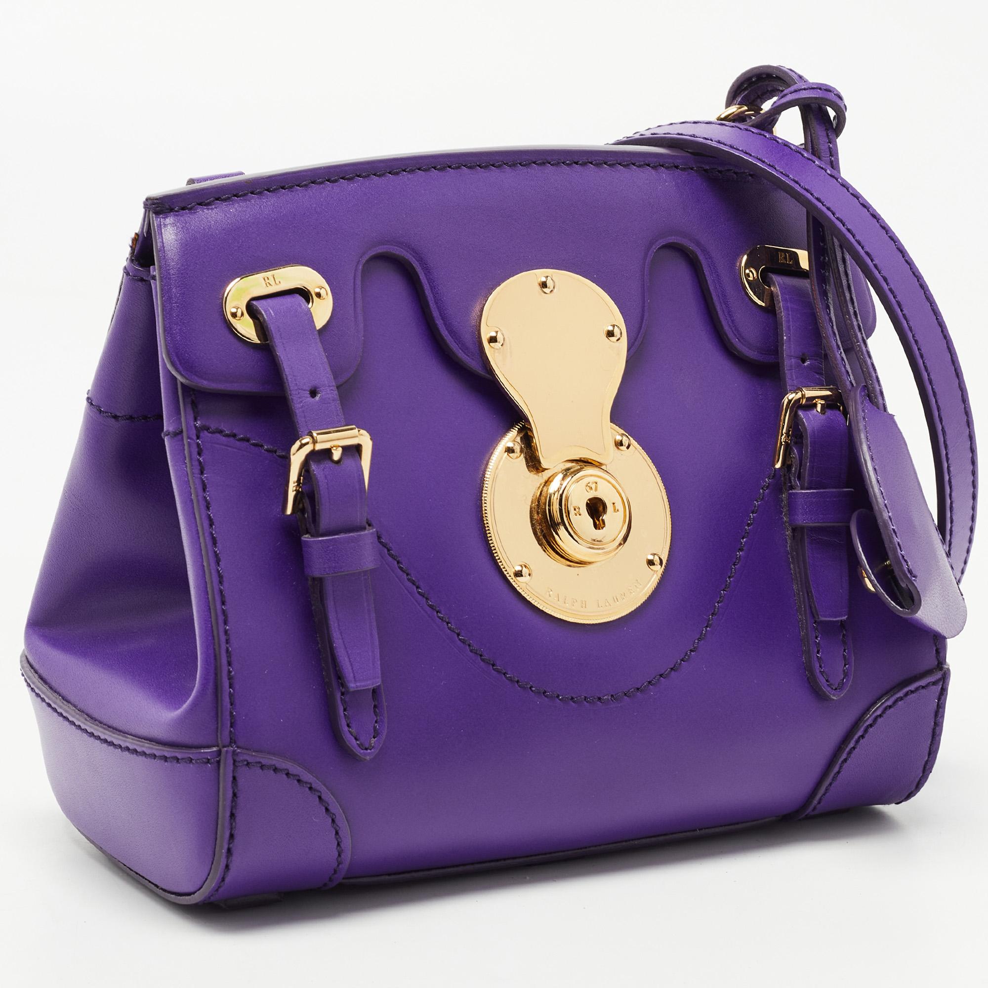 Women's or Men's Ralph Lauren Purple Leather Ricky Crossbody Bag