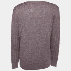 Ralph Lauren Purple Linen & Alpaca Knit V-Neck Sweater M