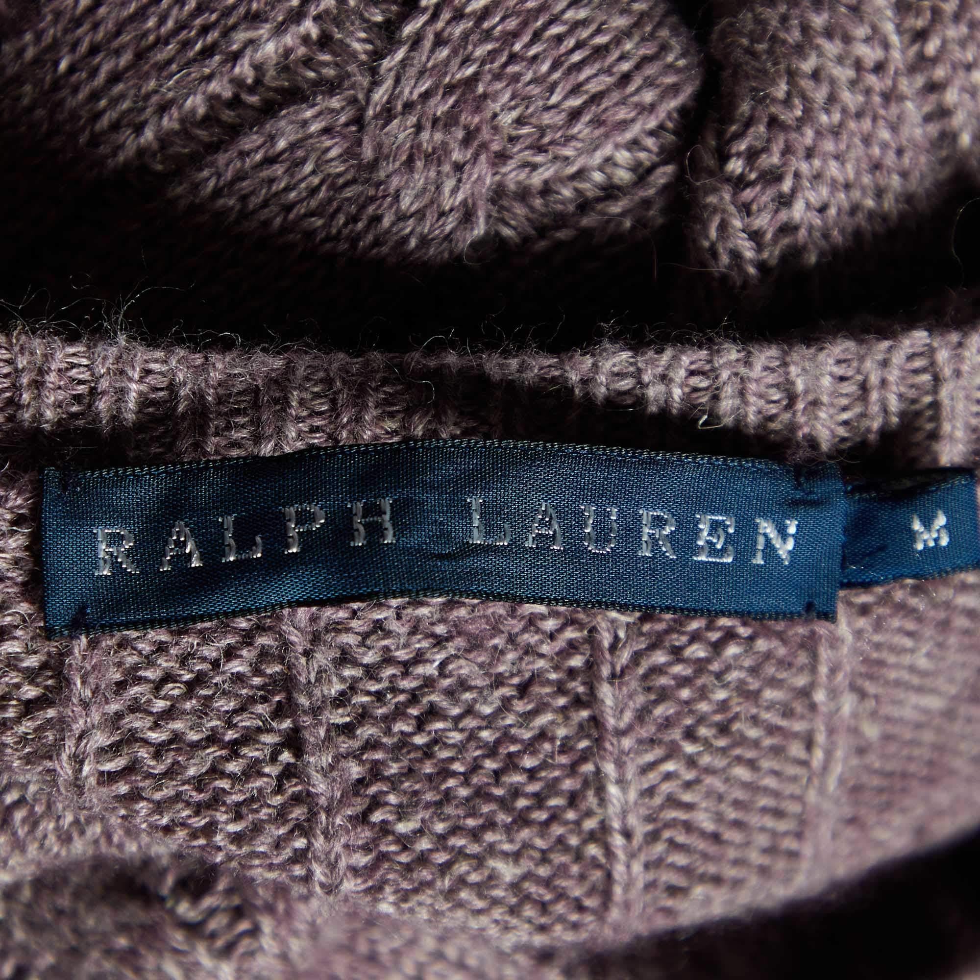 Ralph Lauren Maglione con scollo a V in lino e alpaca viola M.I.I. In condizioni buone in vendita a Dubai, Al Qouz 2