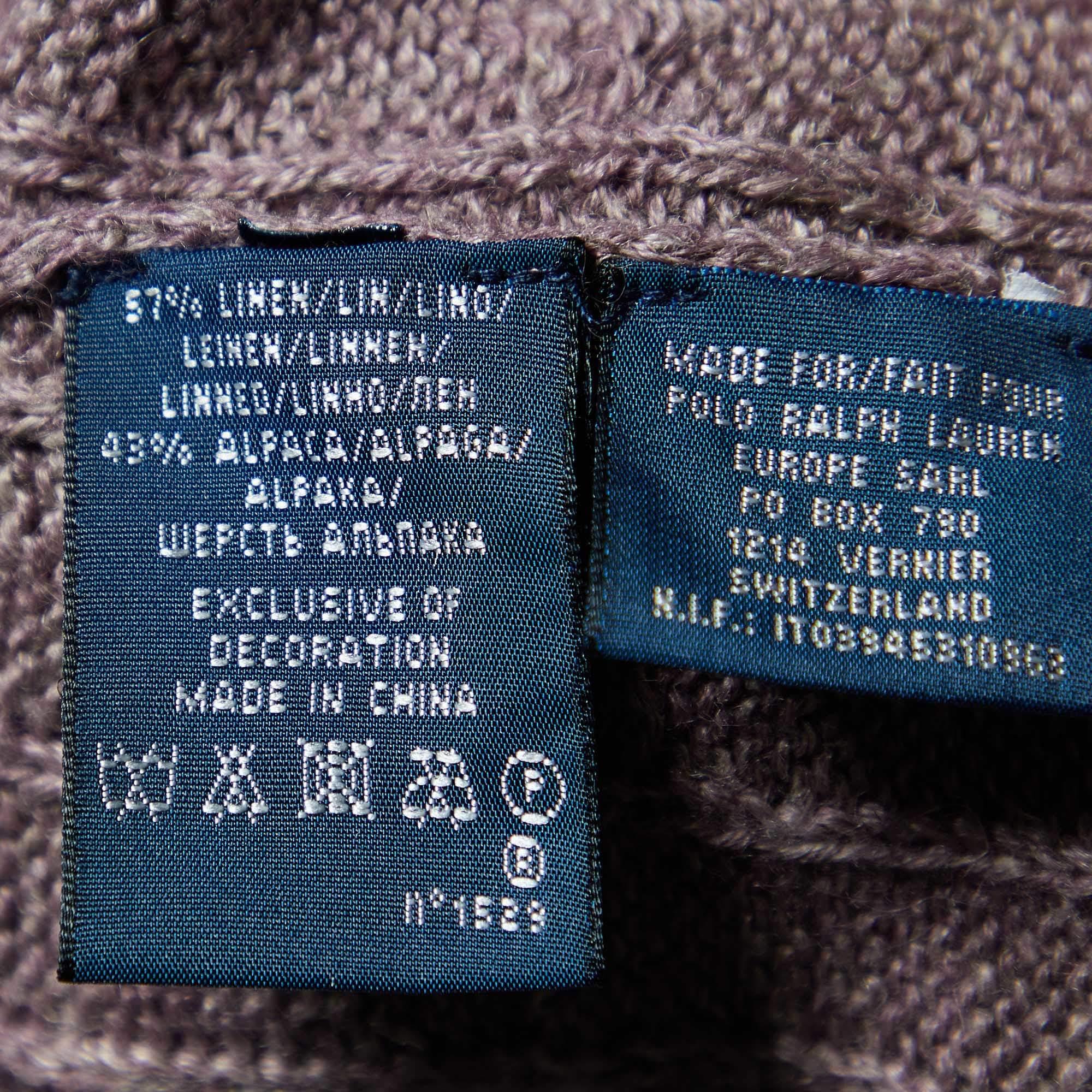 Donna Ralph Lauren Maglione con scollo a V in lino e alpaca viola M.I.I. in vendita