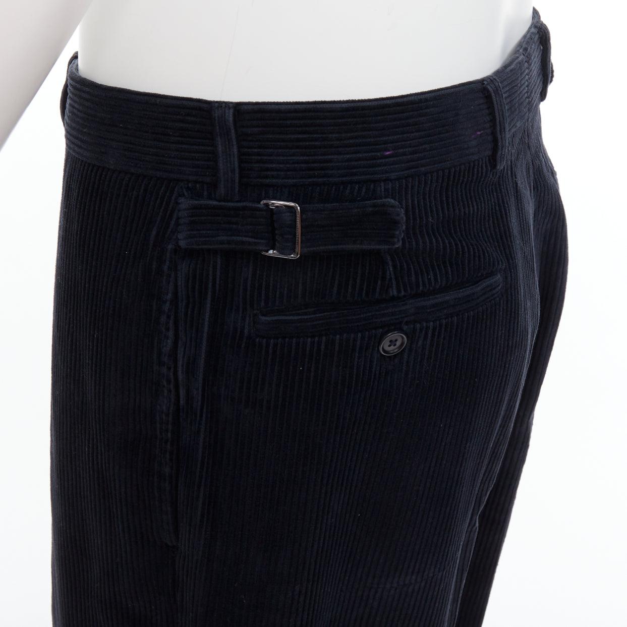 RALPH LAUREN PURPLE navy cotton corduroy side buckles tapered pants 32‚Äù
Reference: LACG/A00435
Brand: Ralph Lauren
Collection: Purple Collection
Material: Cotton
Color: Navy
Pattern: Solid
Closure: Zip Fly
Lining: Black Fabric
Extra Details: