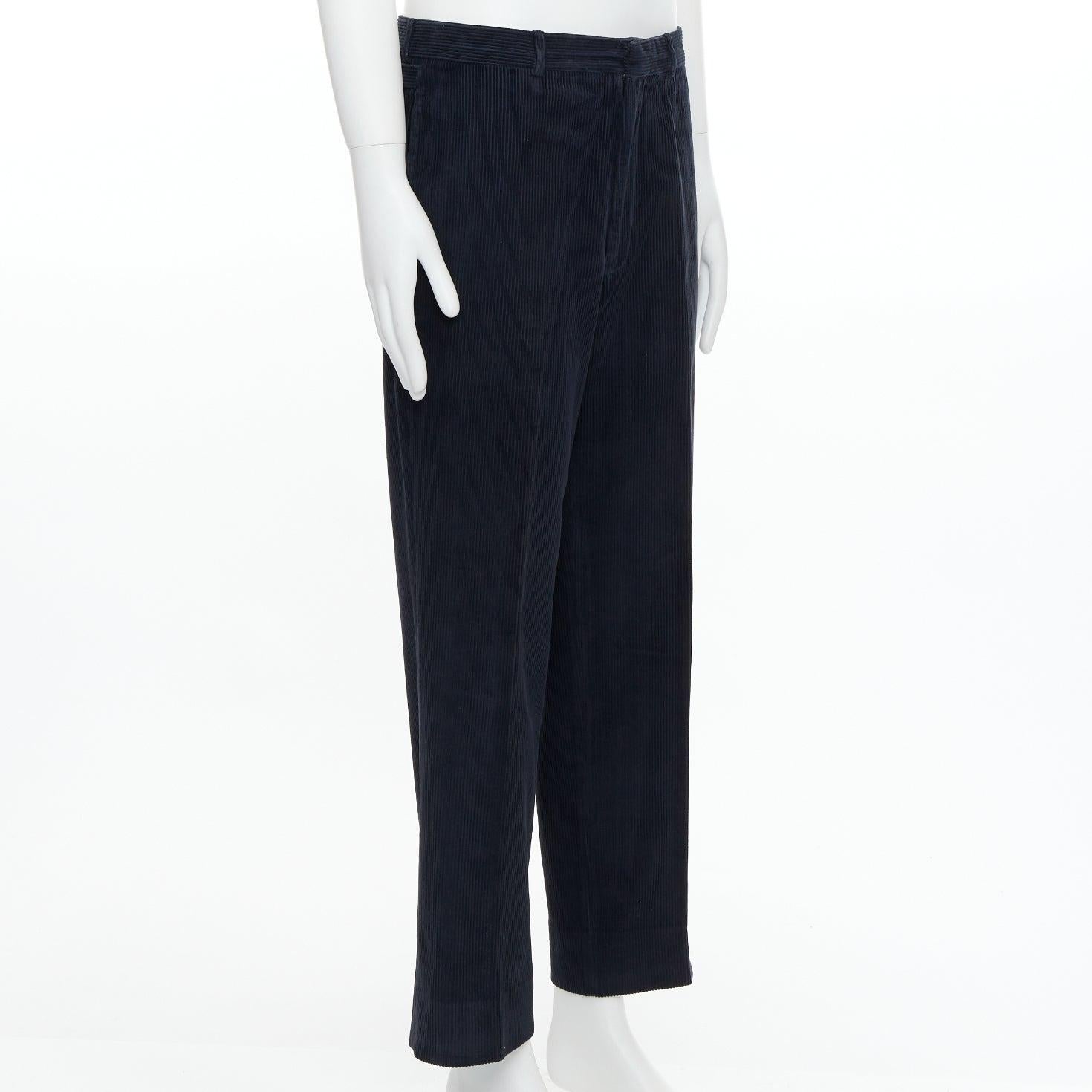 Black RALPH LAUREN PURPLE navy cotton corduroy side buckles tapered pants 32‚Äù For Sale