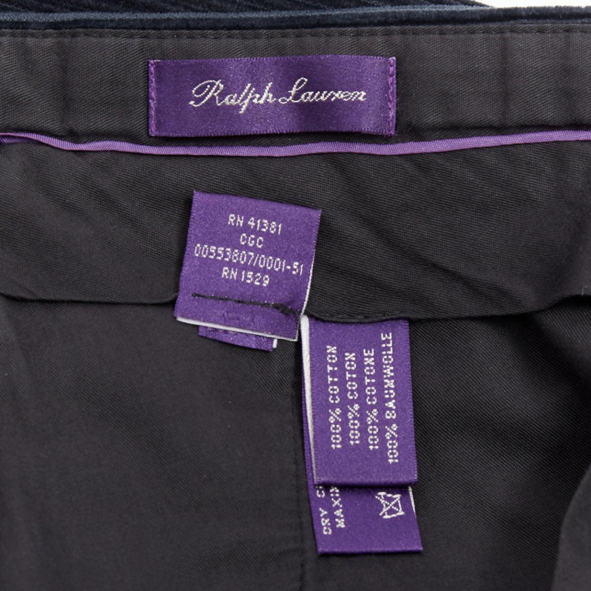 RALPH LAUREN PURPLE navy cotton corduroy side buckles tapered pants 32‚Äù For Sale 3