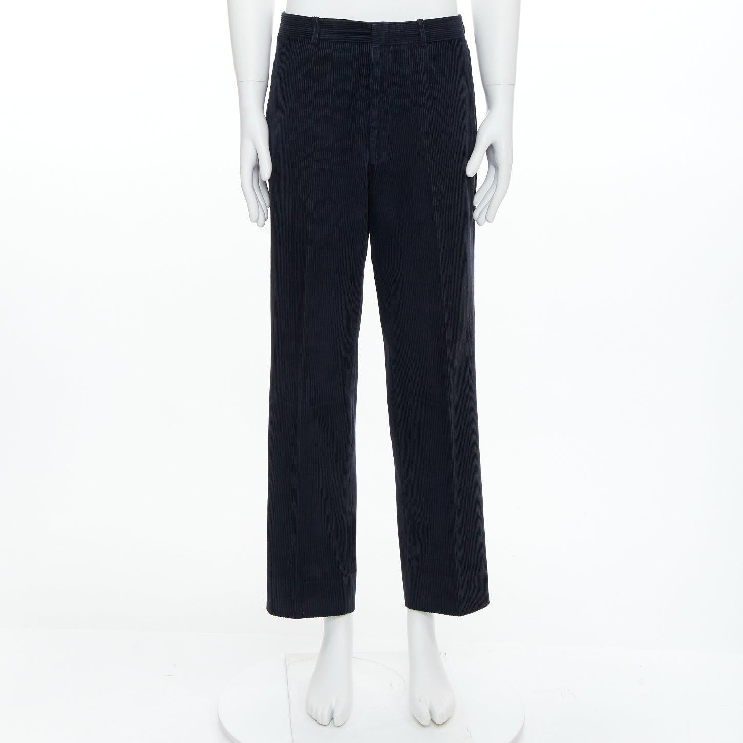 RALPH LAUREN PURPLE navy cotton corduroy side buckles tapered pants 32‚Äù For Sale 4