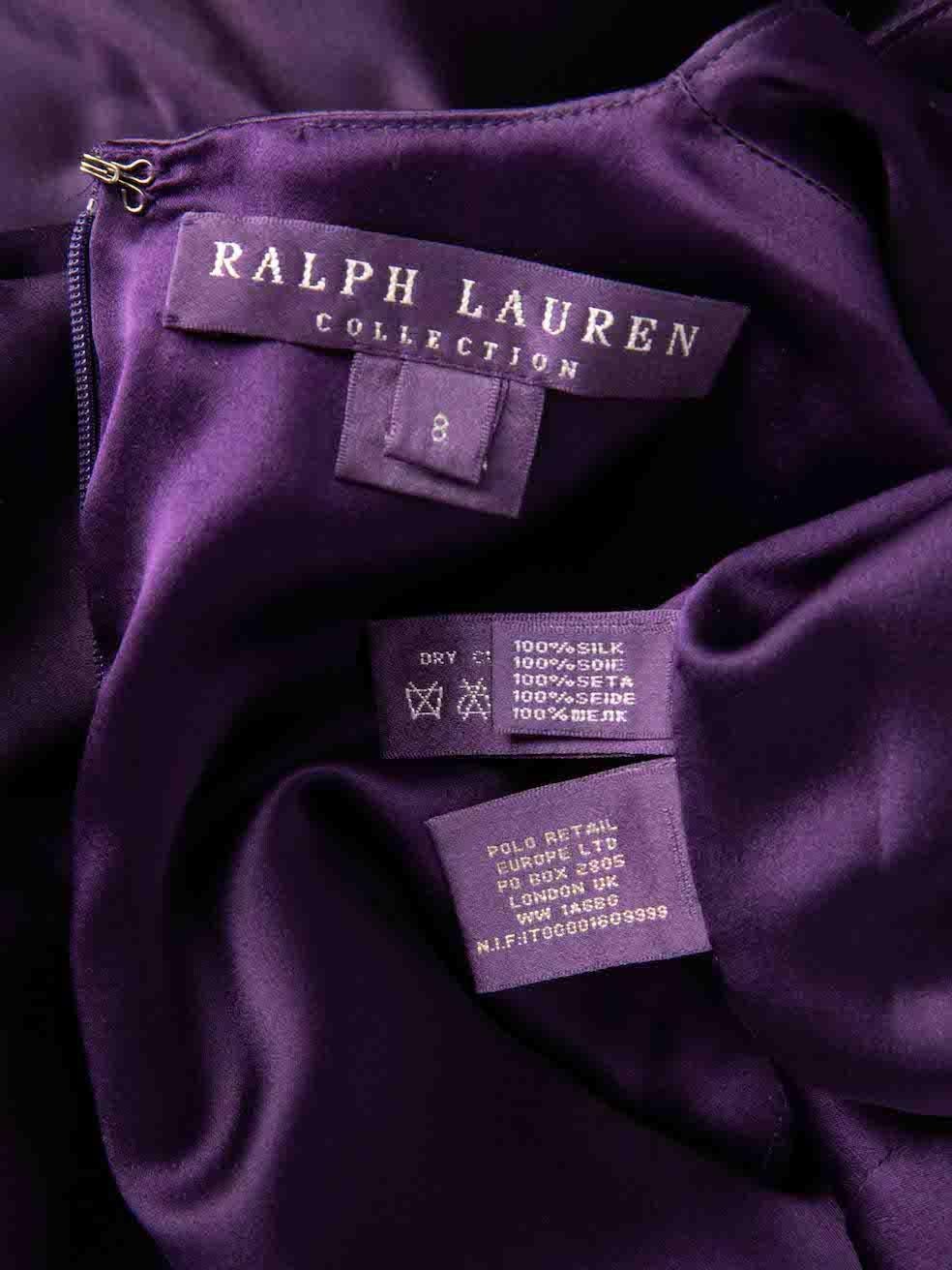 Ralph Lauren Purple Silk Sleeveless Pleated Dress Size L 2