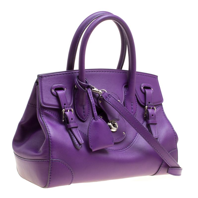 Ralph Lauren Purple Soft Leather Ricky 27 Top Handle Bag In Excellent Condition In Dubai, Al Qouz 2