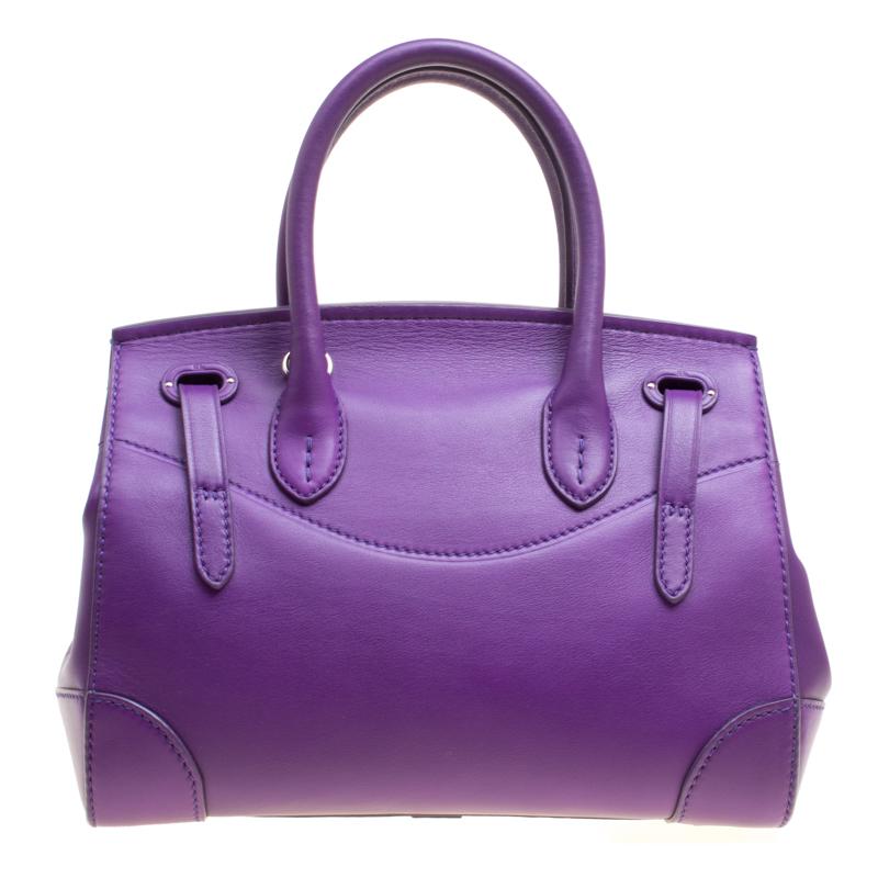 Ralph Lauren Purple Soft Leather Ricky 27 Top Handle Bag im Zustand „Hervorragend“ in Dubai, Al Qouz 2