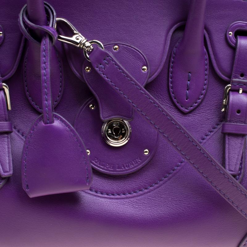 Ralph Lauren Purple Soft Leather Ricky 27 Top Handle Bag Damen