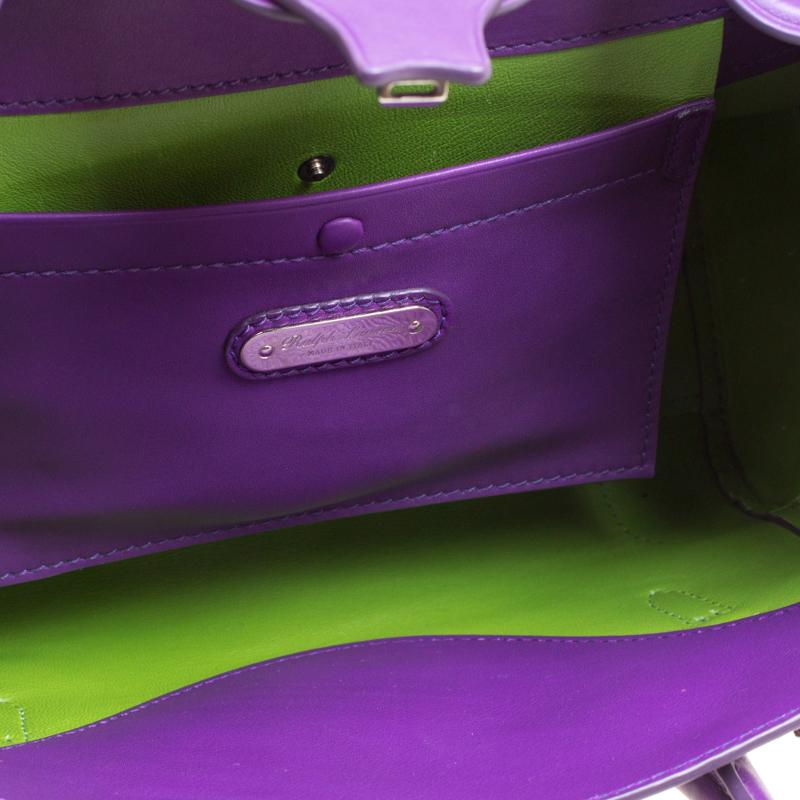 Ralph Lauren Purple Soft Leather Ricky 27 Top Handle Bag 2