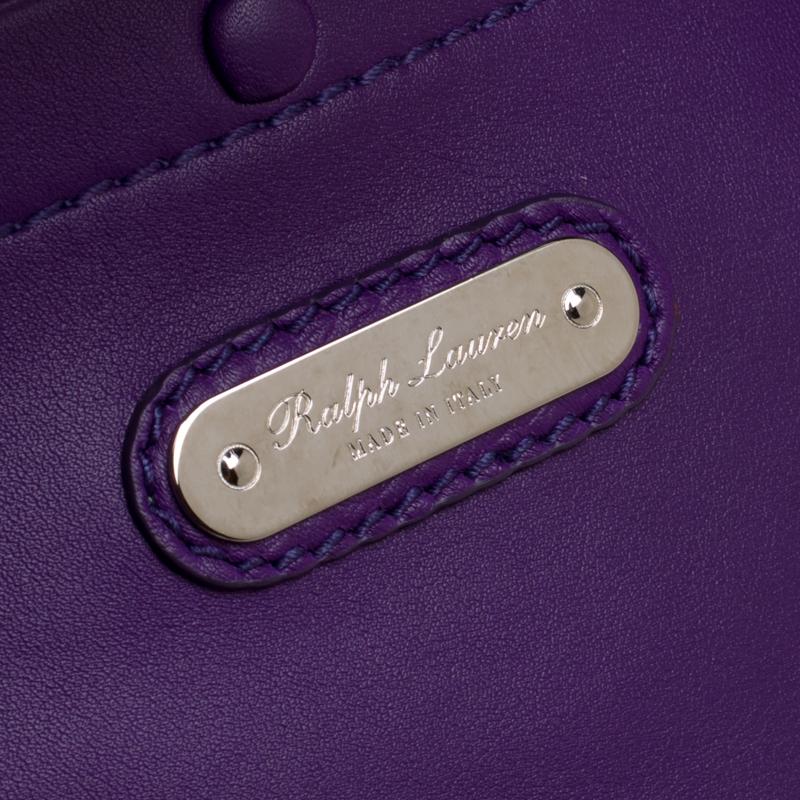 Ralph Lauren Purple Soft Leather Ricky 27 Top Handle Bag 4