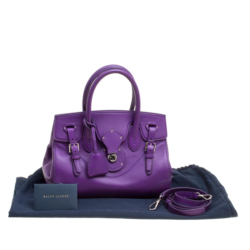 Ralph Lauren Purple Soft Leather Ricky 27 Top Handle Bag 4