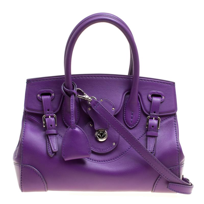 Ralph Lauren Purple Soft Leather Ricky 27 Top Handle Bag