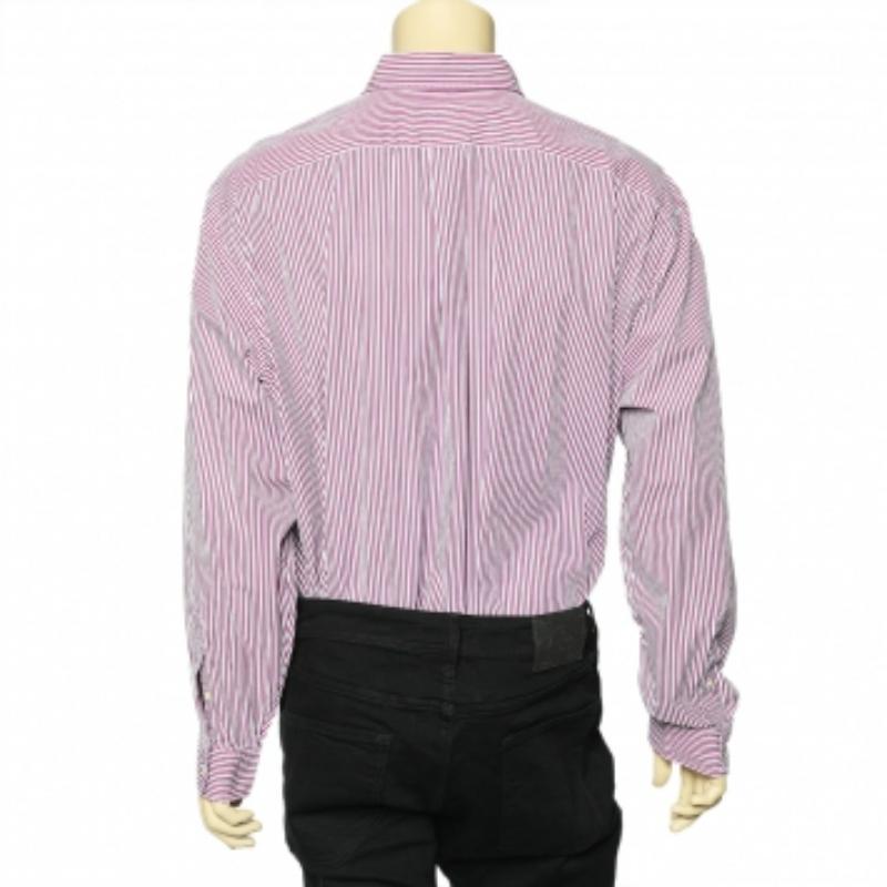 Uomo Ralph Lauren - Camicia a righe in cotone con bottoni sul davanti 3XB in vendita