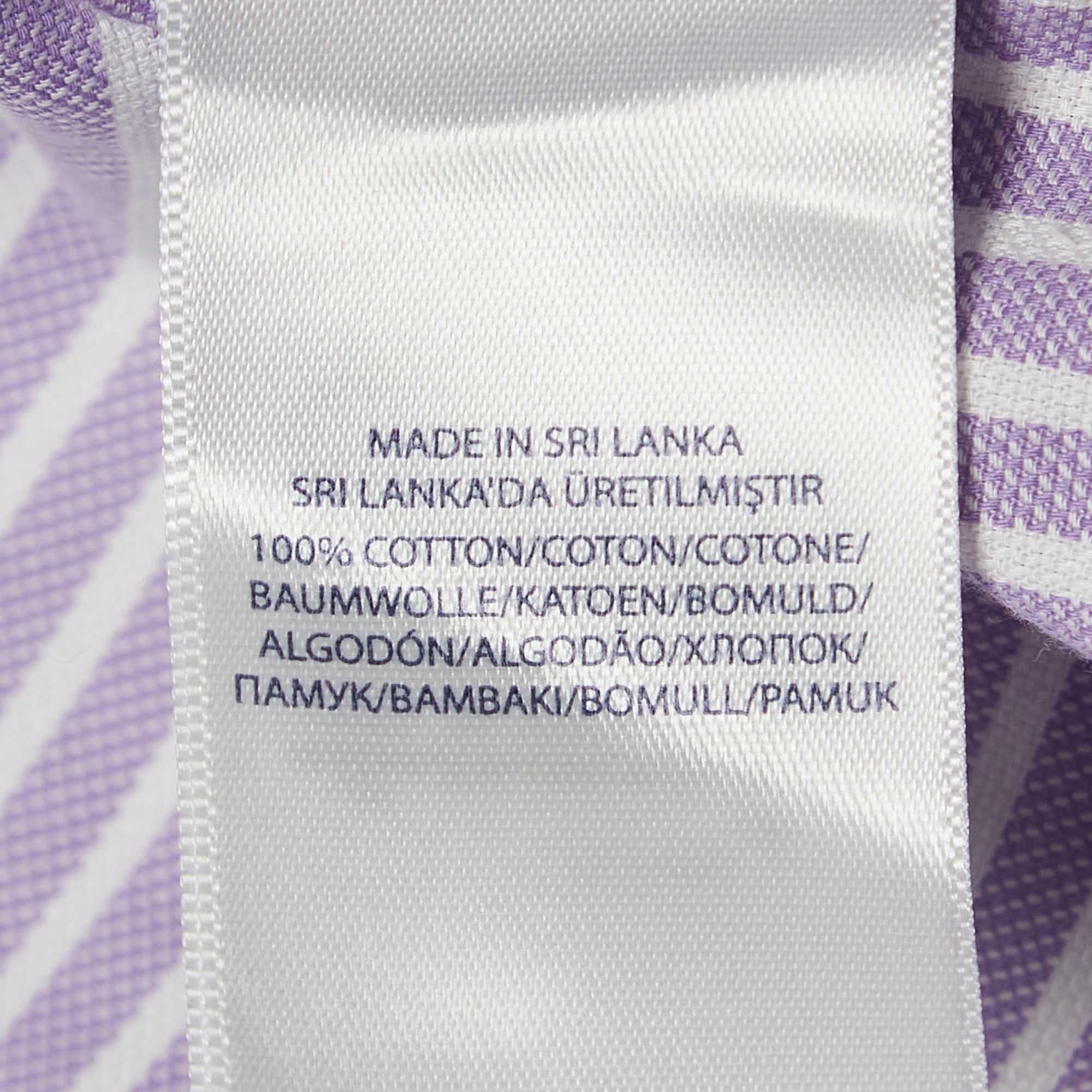 Ralph Lauren Purple Striped Cotton Buttoned Down Shirt M For Sale 1