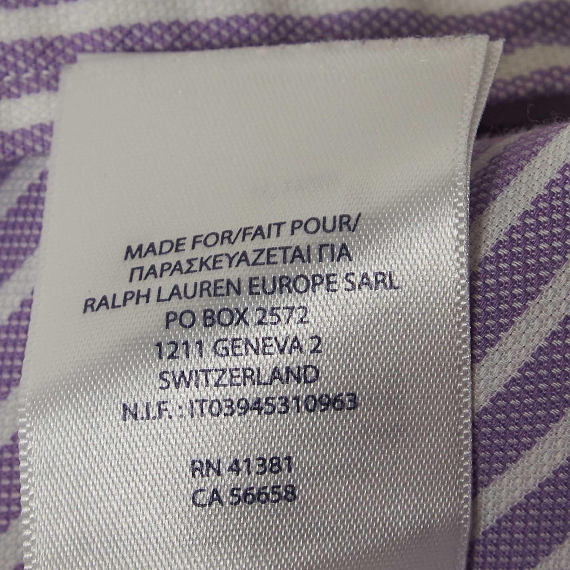 Ralph Lauren Purple Striped Cotton Buttoned Down Shirt M For Sale 3