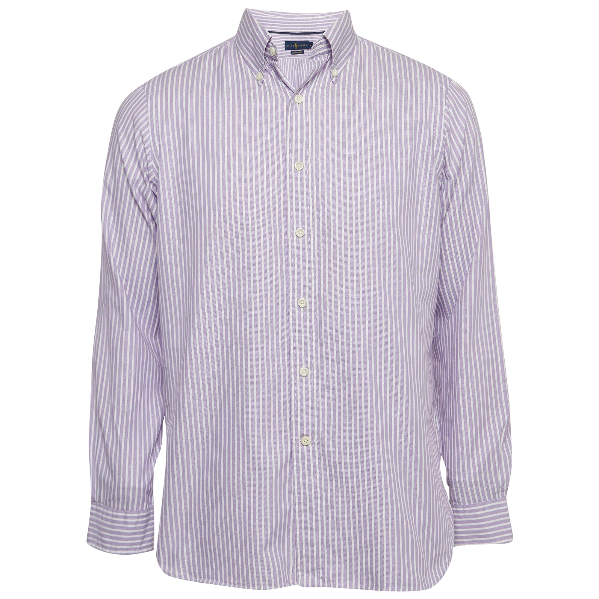 Ralph Lauren Púrpura Camisa de rayas de algodón con botones M