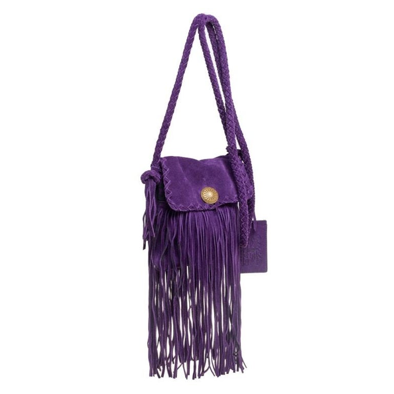 Ralph Lauren Purple Suede Fringe Crossbody Bag at 1stDibs