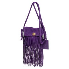 Ralph Lauren Purple Suede Fringe Crossbody Bag