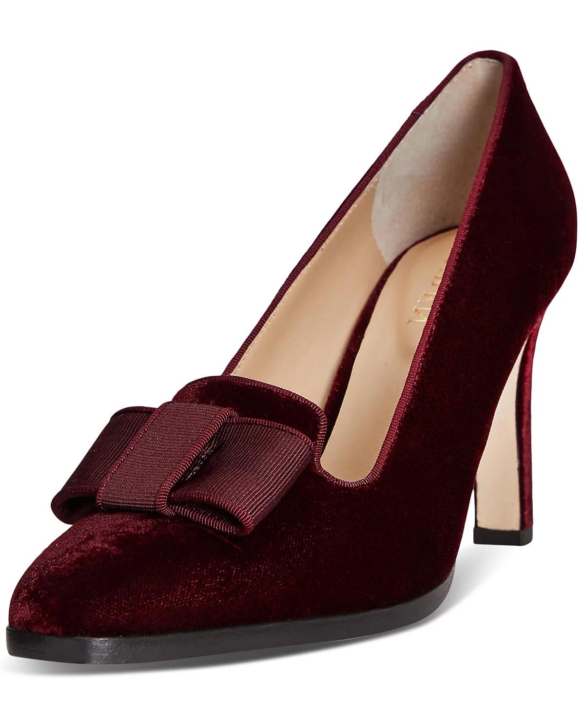 Ralph Lauren Purple Velvet Stiletto Pumps with Bow Heels Size 9.5 For Sale 7