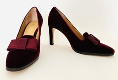 Ralph Lauren Purple Velvet Stiletto Pumps with Bow Heels Size 9.5