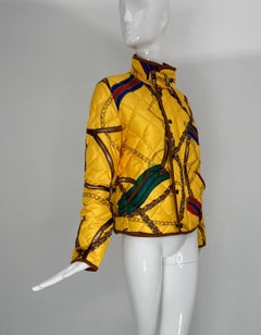 Ralph Lauren Quilted Down Leather Trimmed Equestrienne Theme Jacket Medium