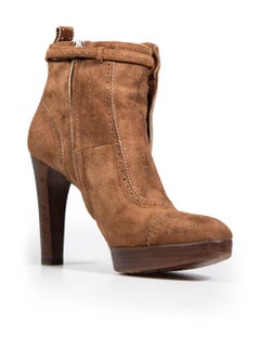Ralph Lauren Ralph Lauren Collection Brown Suede Brogue Ankle Boots Size FR 38