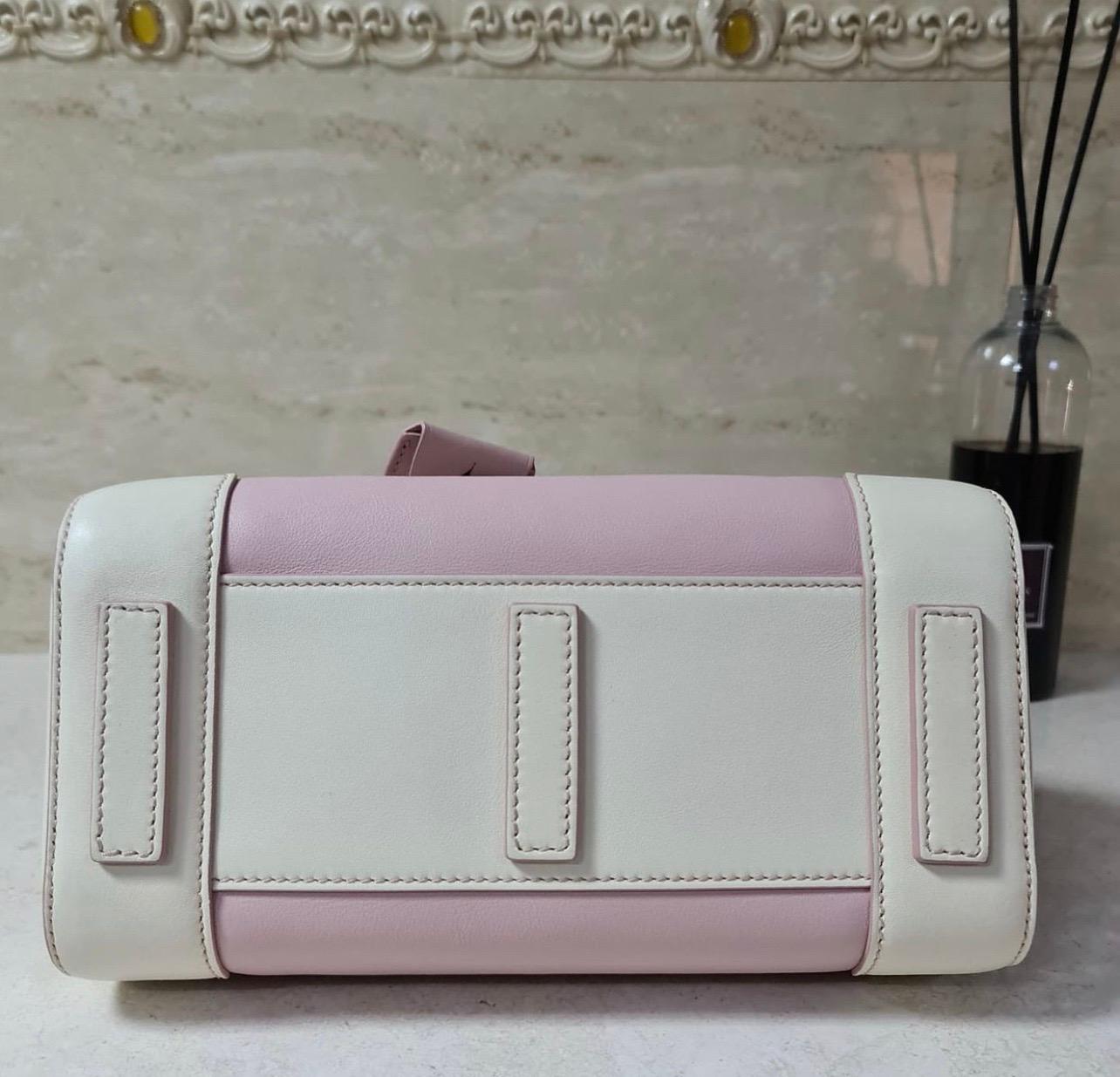 Gray Ralph Lauren Ralph Lauren Off White/Blush Pink Leather Ricky Top Handle Bag For Sale