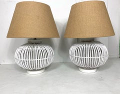 Ralph Lauren Rattan Table Lamps Set of 2
