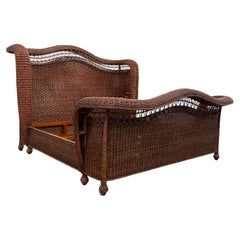Ralph Lauren Rattan Wicker King Size Sleigh Wingback Bed