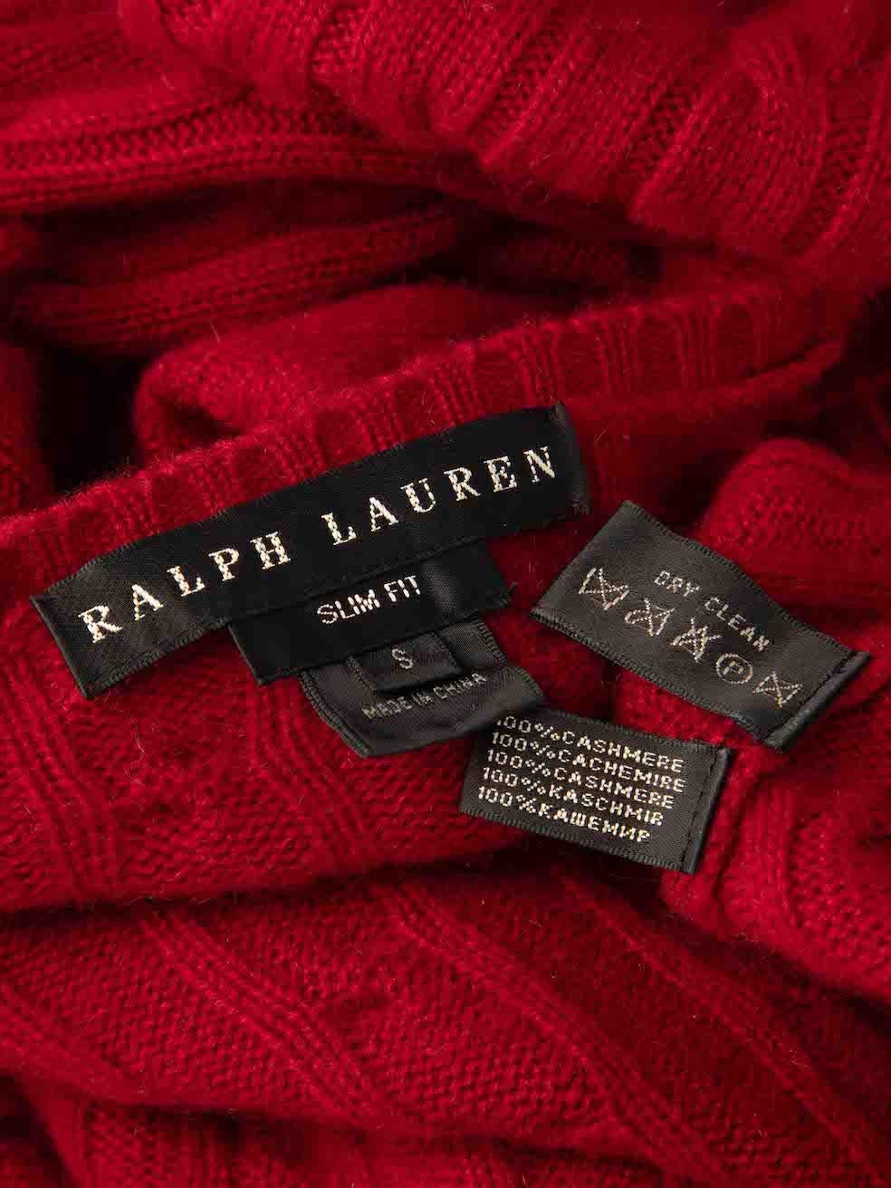 Women's Ralph Lauren Red Cashmere Cable Knit Jumper Size S For Sale