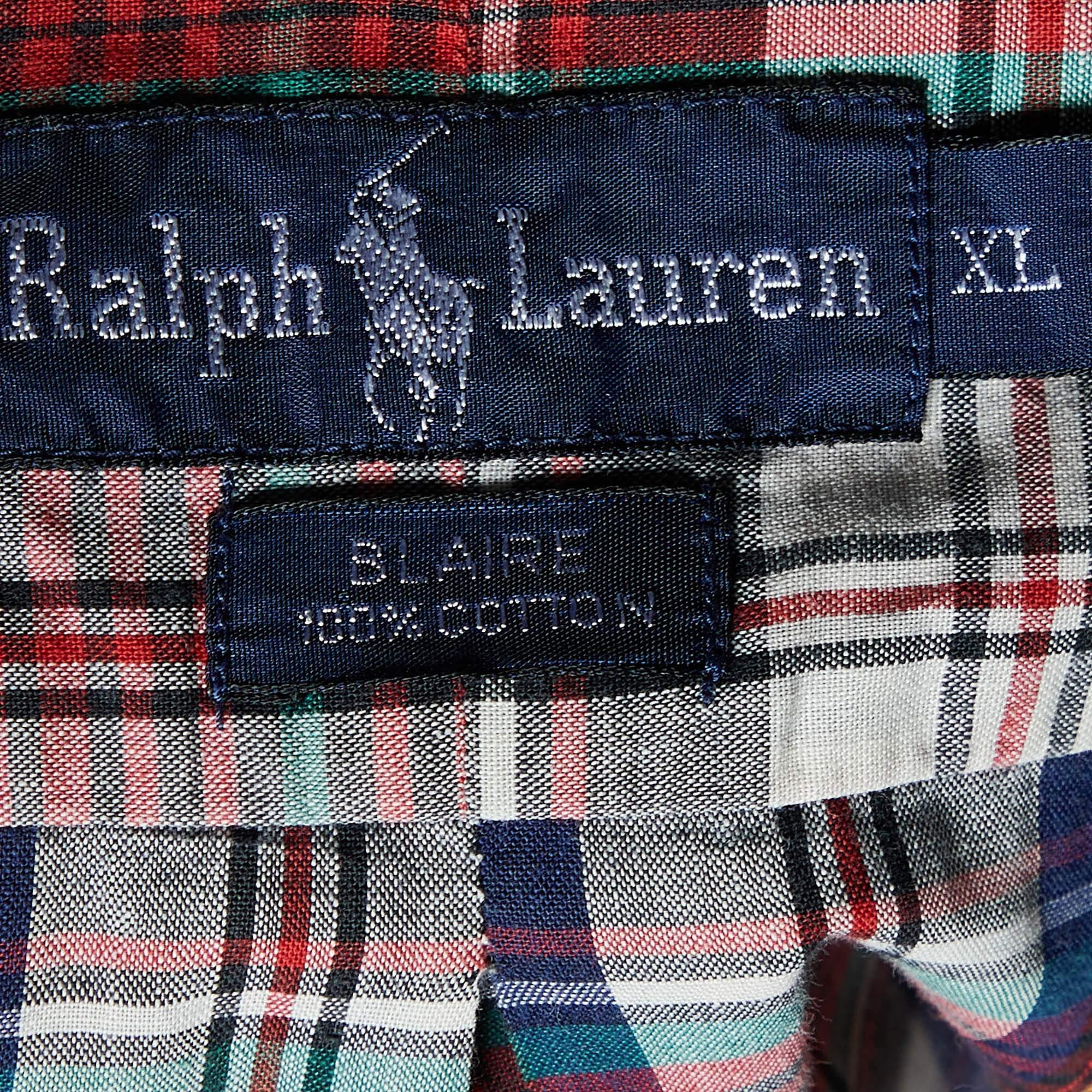 Ralph Lauren - Chemise Blaire boutonnée en coton à carreaux rouges XL Bon état - En vente à Dubai, Al Qouz 2