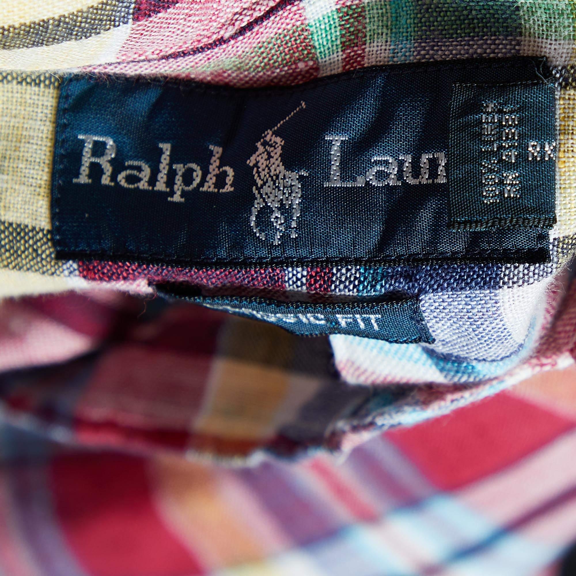Ralph Lauren Camisa Clásica de Lino Roja a Cuadros M en Bueno Estado en Dubai, Al Qouz 2