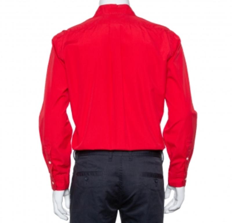 Ralph Lauren Red Cotton Button Front Classic Fit Shirt S In Good Condition For Sale In Dubai, Al Qouz 2