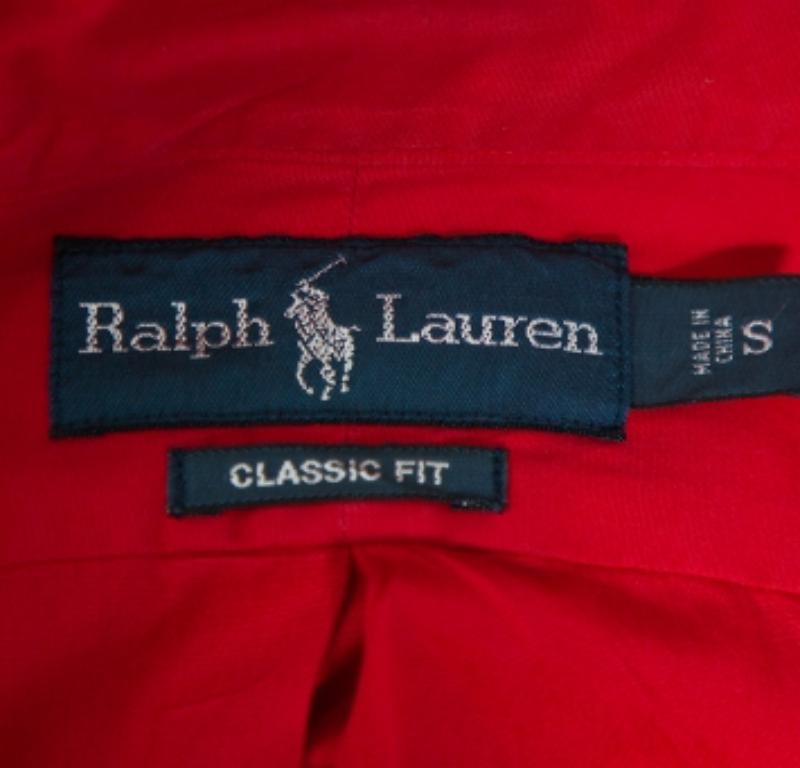 Ralph Lauren Red Cotton Button Front Classic Fit Shirt S For Sale 1