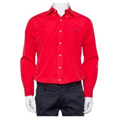 Ralph Lauren Red Cotton Button Front Classic Fit Shirt S