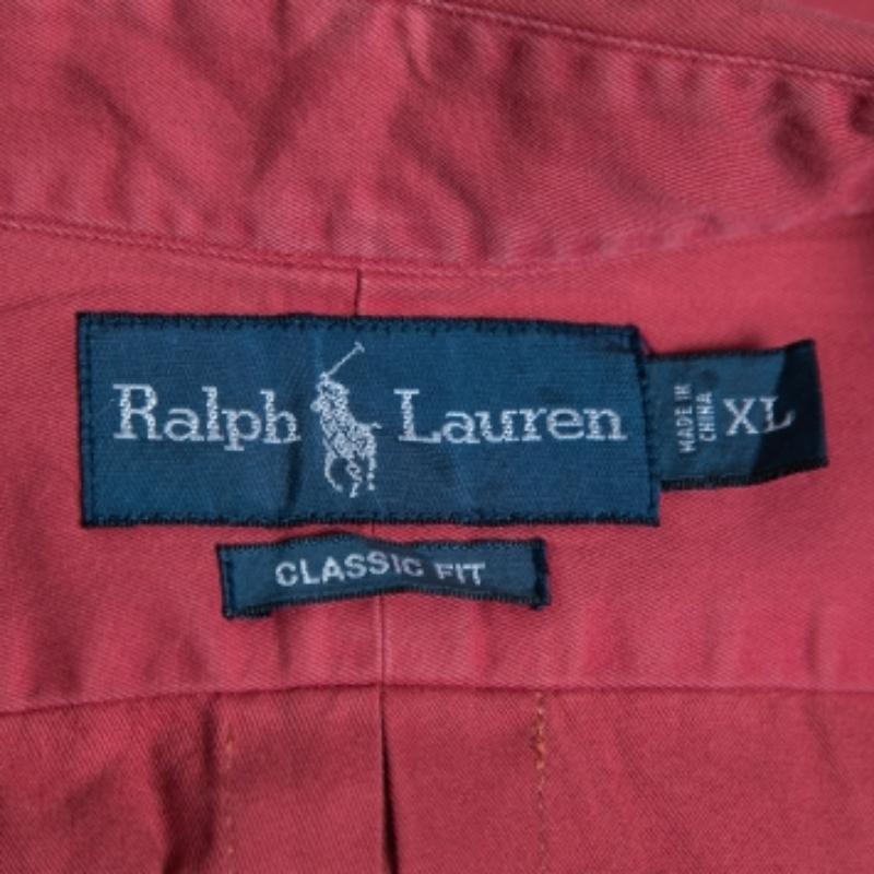 Ralph Lauren - Camicia classica in cotone rosso con bottoni sul davanti XL in vendita 1